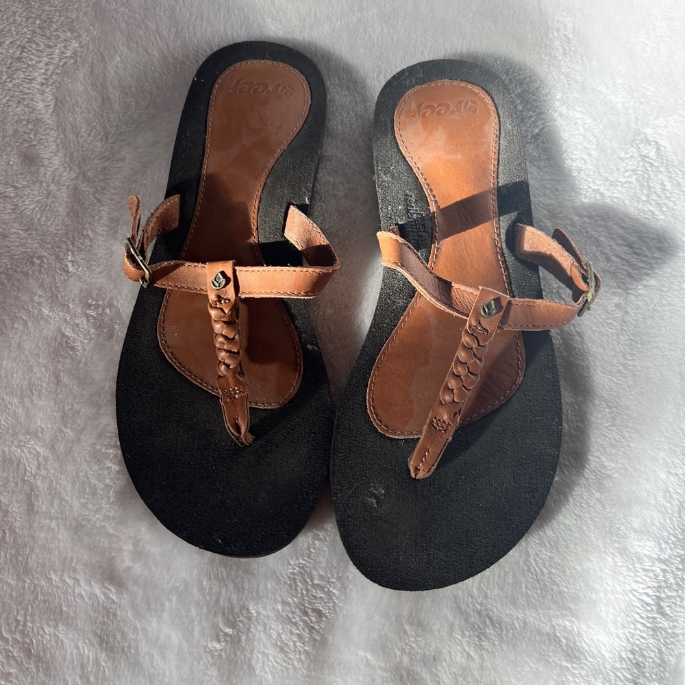 Reef Redemption braided brown leather flip-flop